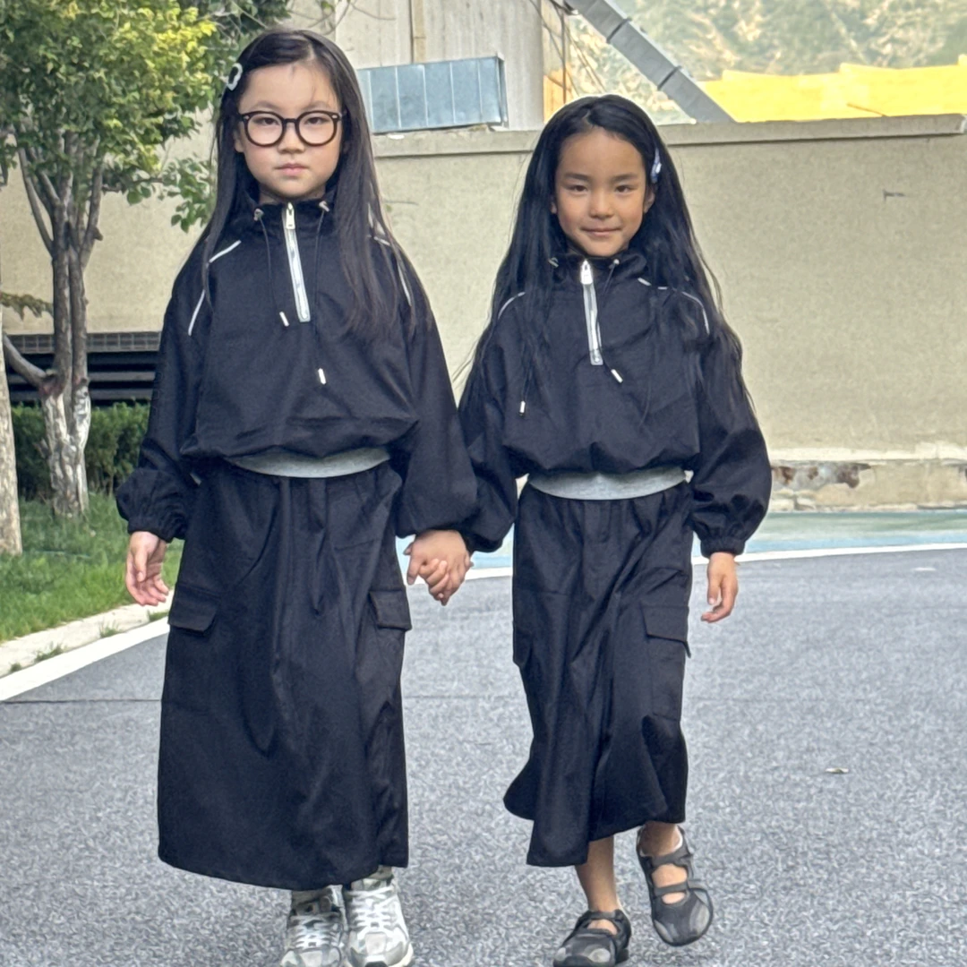 套头纯色常规女韩版春季休闲套装男童亲子女童