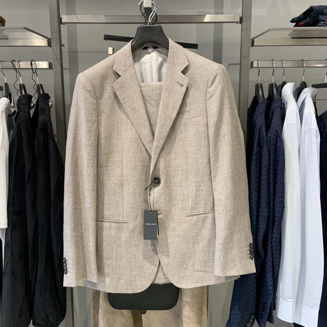 未使用 GIORGIO ARMANI/阿玛尼 男士GA亚麻款套西