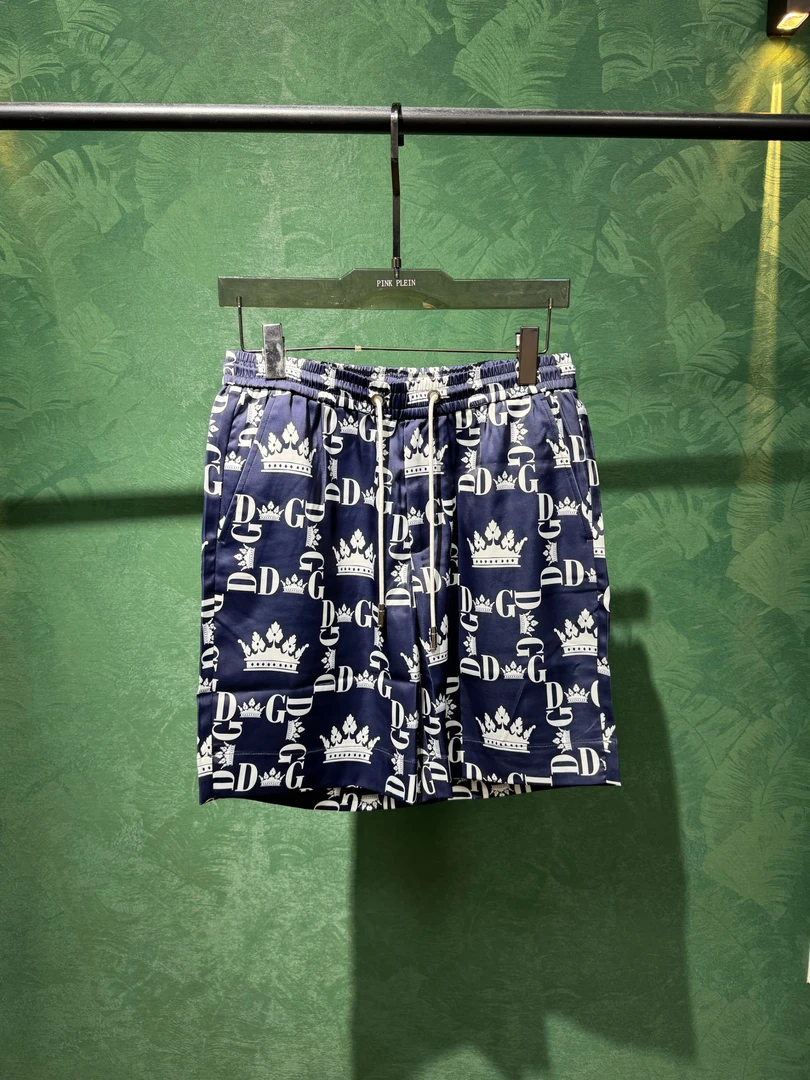 DR.GABBRALA/DG新款2025春夏走秀款男士皇冠满印系列短裤透气267