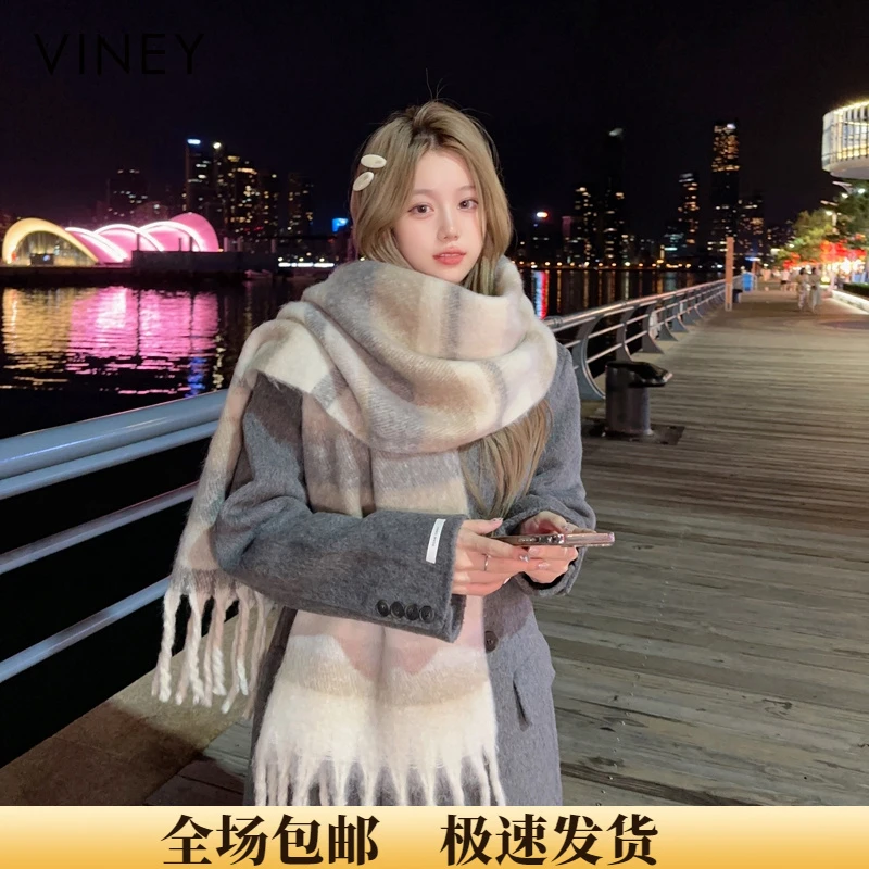 Viney围巾女秋冬新款高级时尚百搭保暖围脖生日新年礼物送女生
