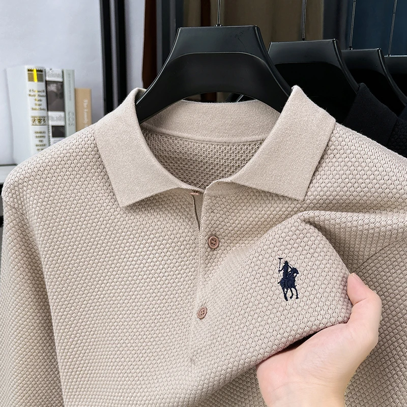 秋季男常规款长袖夏季针织Polo衫上衣商务polo秋冬