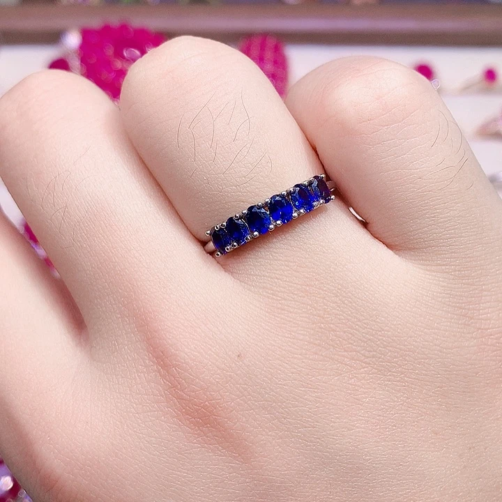 天***如银S925镶嵌蓝宝石戒指