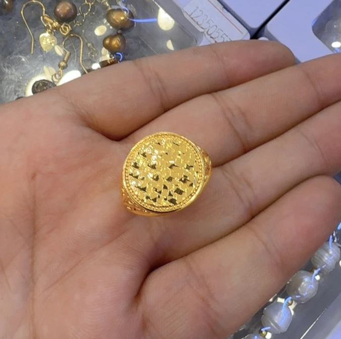 铜合金戒指 铜合金戒指首饰时尚百搭金色精美素款镶嵌手工