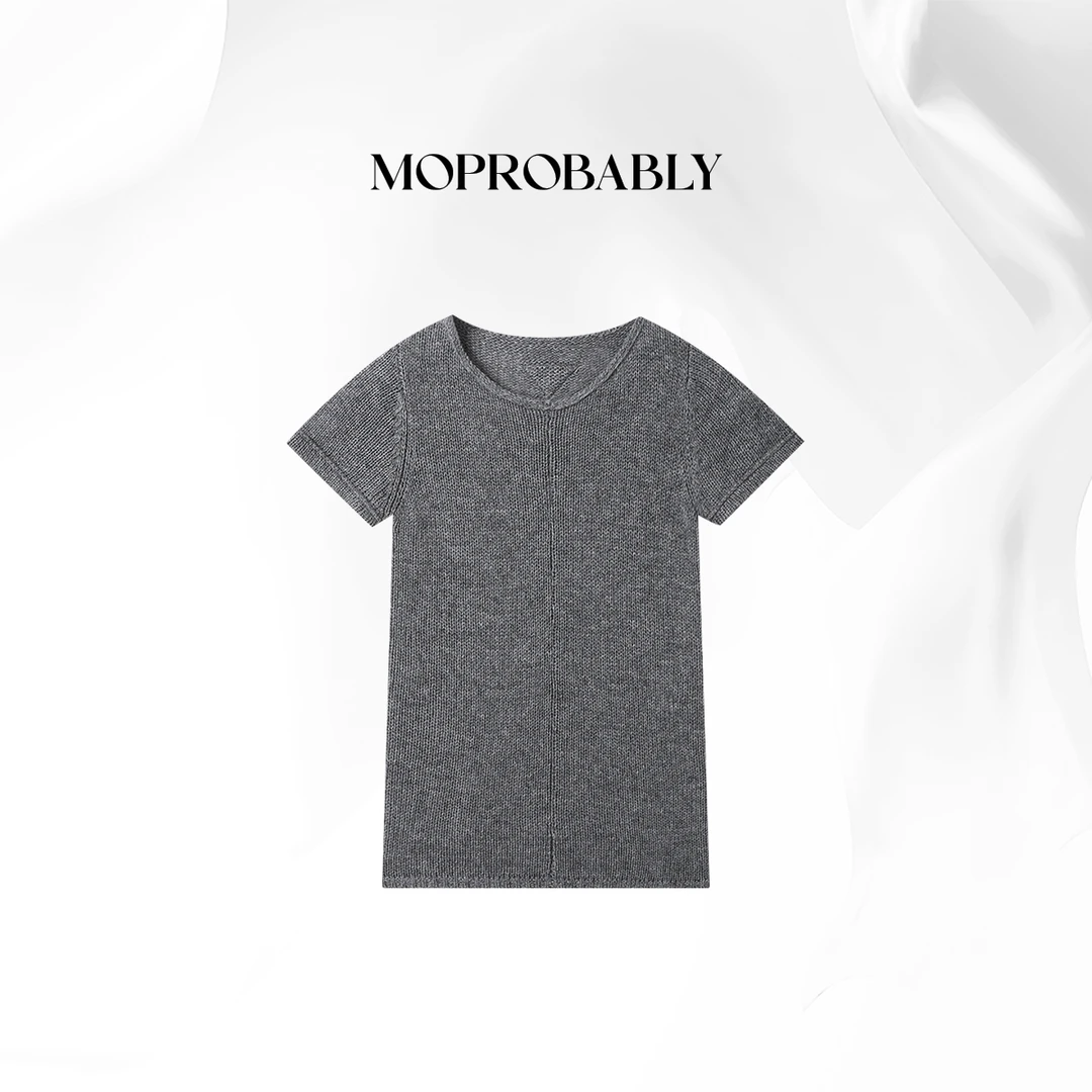 Moprobably贝贝「徽章衫」3针24支羊毛混纺极简毛衫上衣L5376014