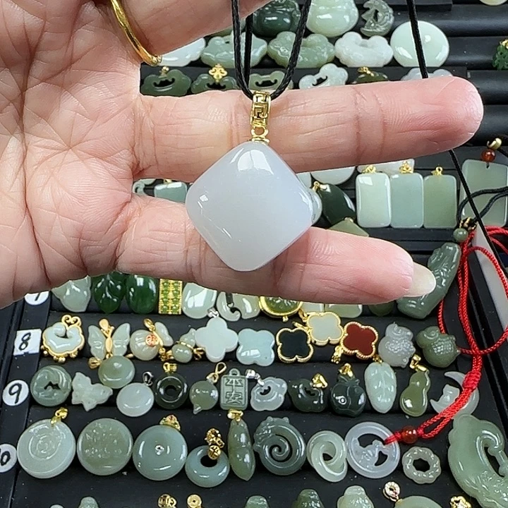 和田玉吊坠(不含链)银S925镶嵌