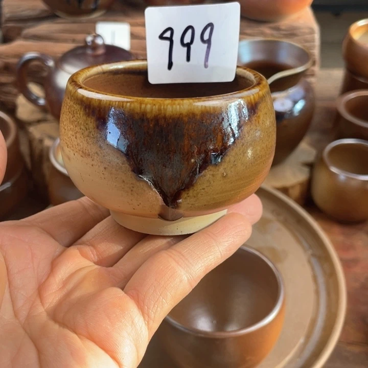 杯?**坏建水紫陶白泥柴烧杯