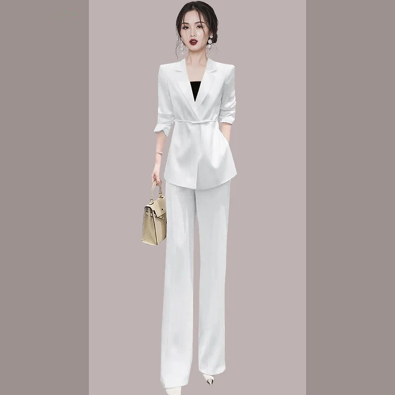 今年流行的夏装套装女薄款西装外套高级感轻职业西服两件套