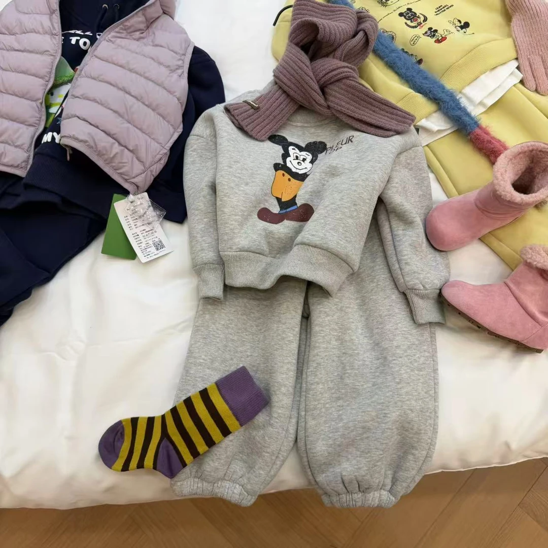 X.M日常实穿！可爱又很松弛的“米奇”儿童加绒卫衣套装