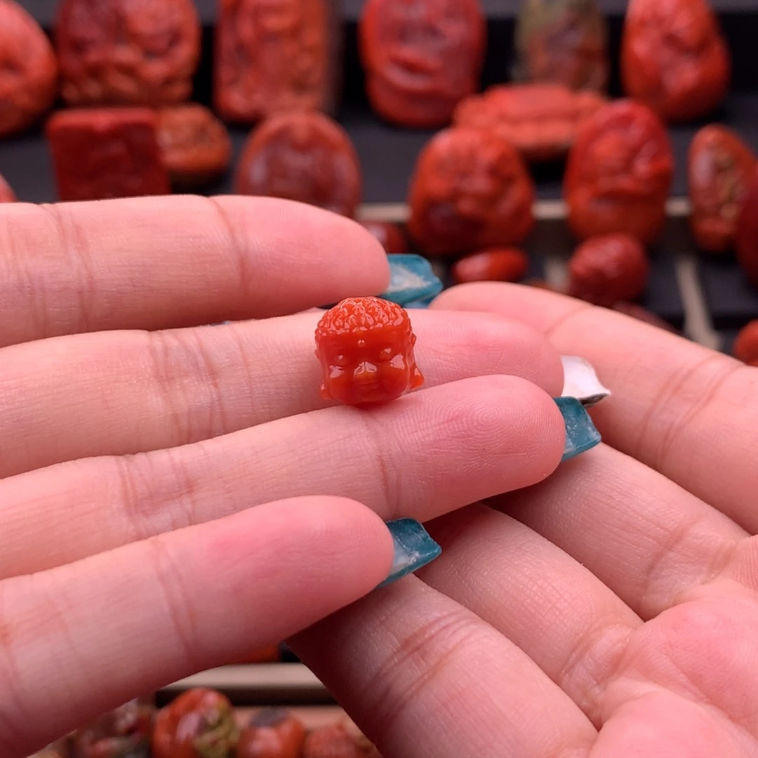 南红玛瑙南红川料宝宝佛头11mm未镶嵌