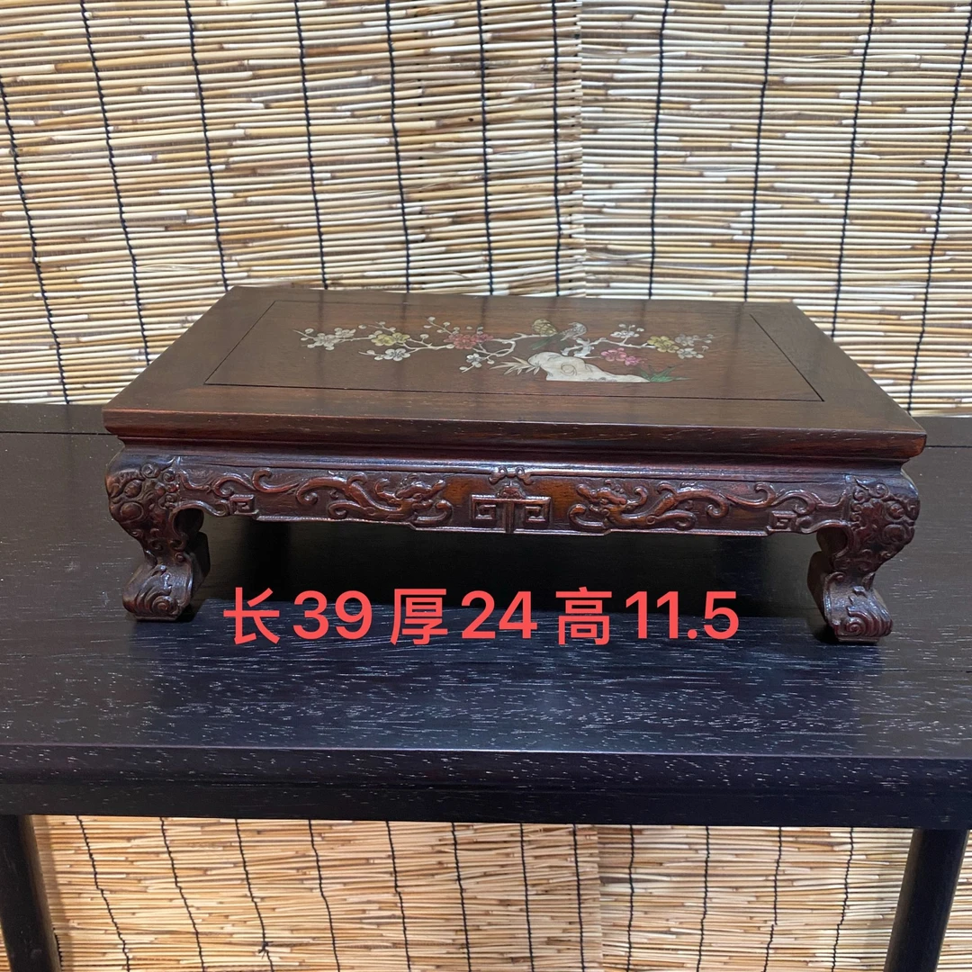 紫檀木镶嵌彩贝工艺小炕桌四十三