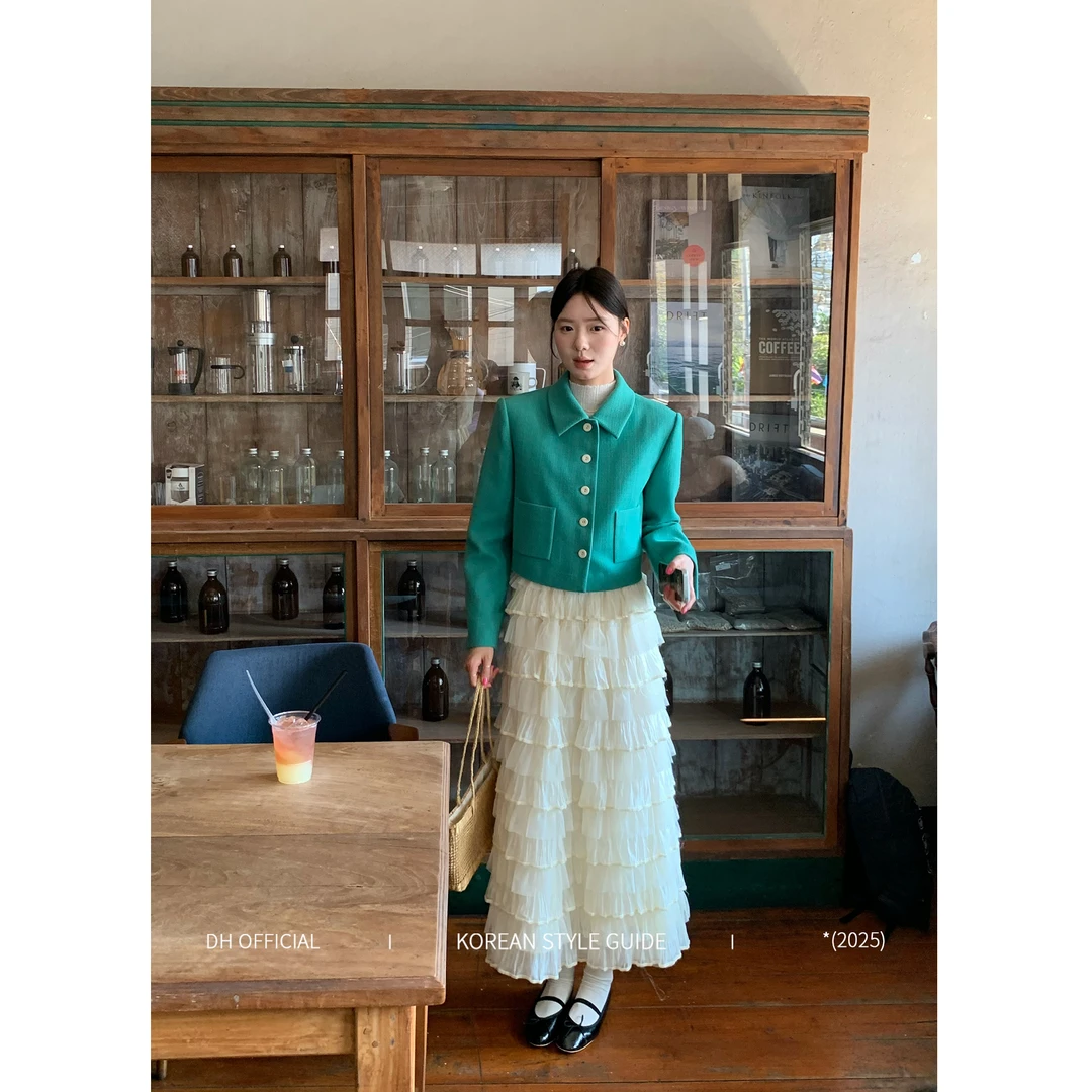 DH OFFICIAL 大花【浪漫信件 Skirt】直筒蛋糕长裙裙子休闲半身裙