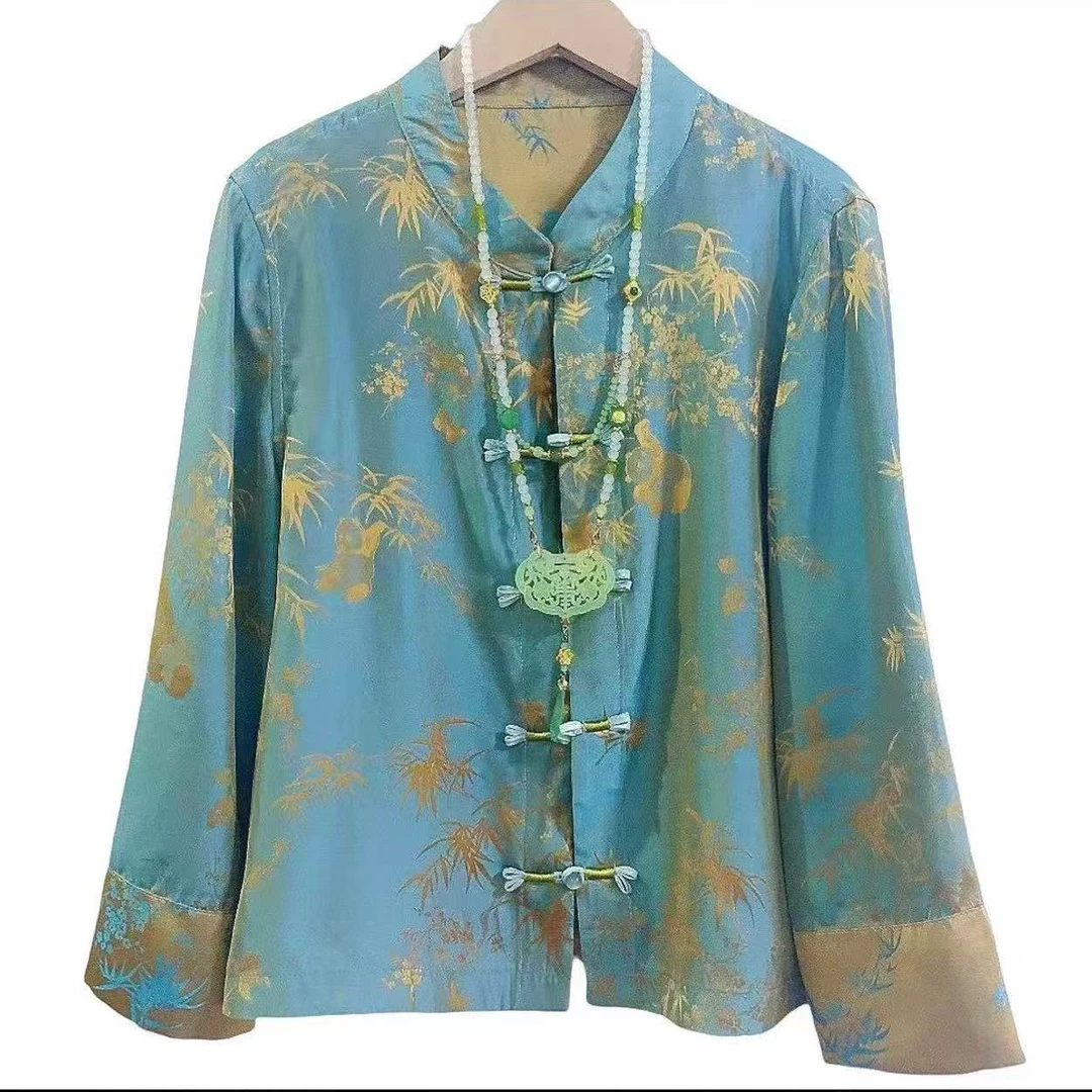 【眠竹】新中式熊猫抱竹刻花双面穿透气高级感百搭不出错上衣外套女