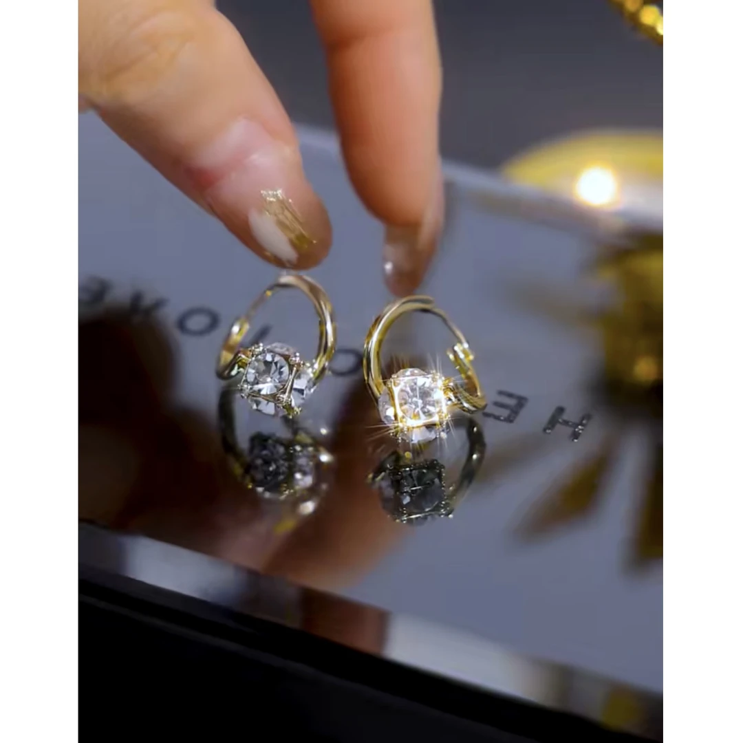 铜合金耳饰 新款轻奢【一克拉恋人】精致时尚洋气百搭耳环0413