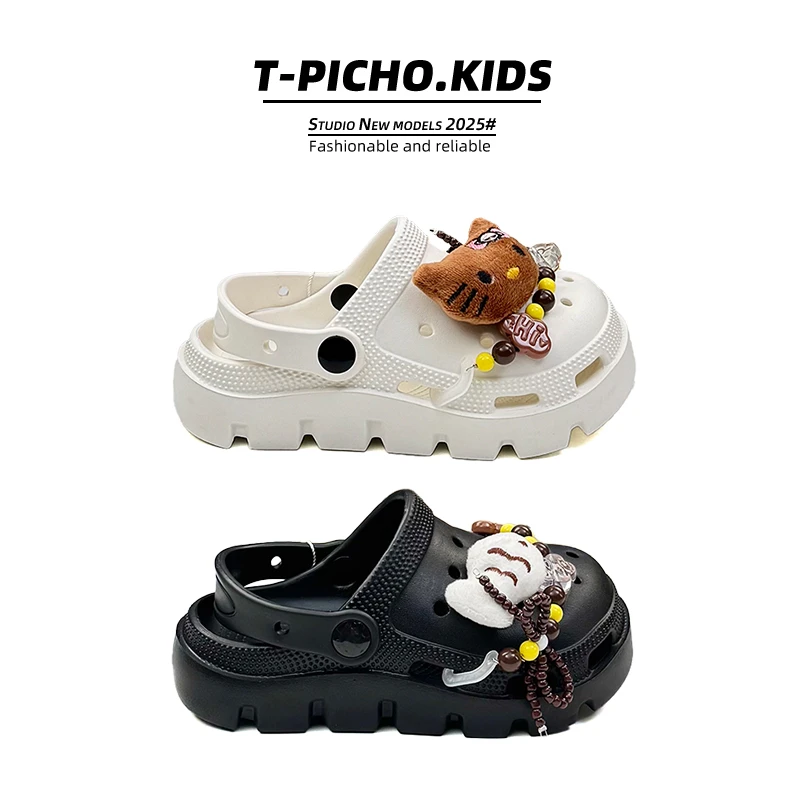 儿童凉拖鞋2025夏季新款儿童可爱卡通DIY洞洞鞋男女童凉拖-518