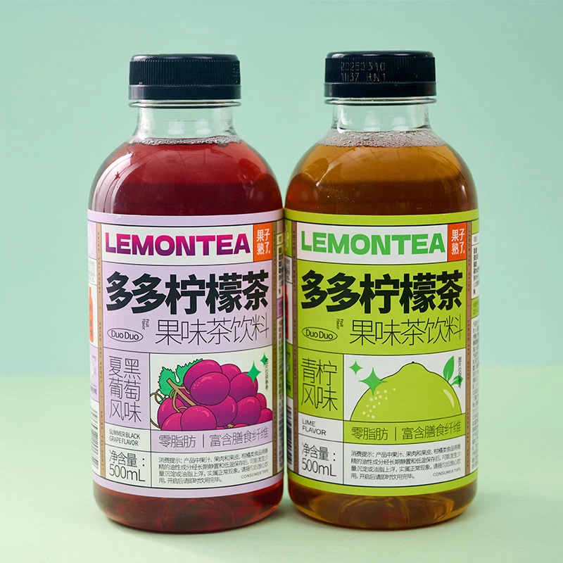果子熟了多多柠檬茶果汁茶500ml夏黑葡萄味果味茶饮料
