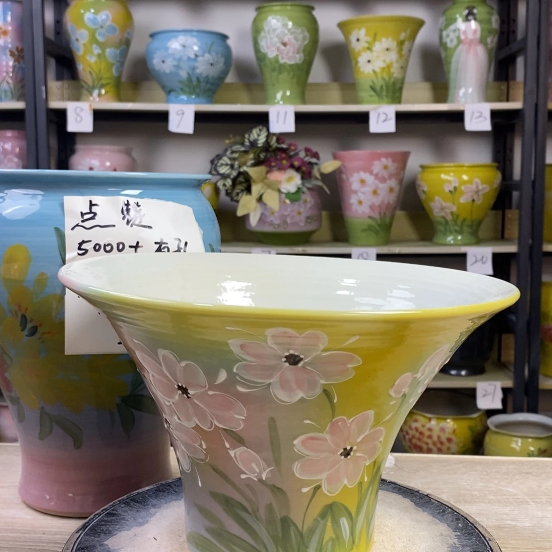 景德镇手工手绘陶瓷花盆