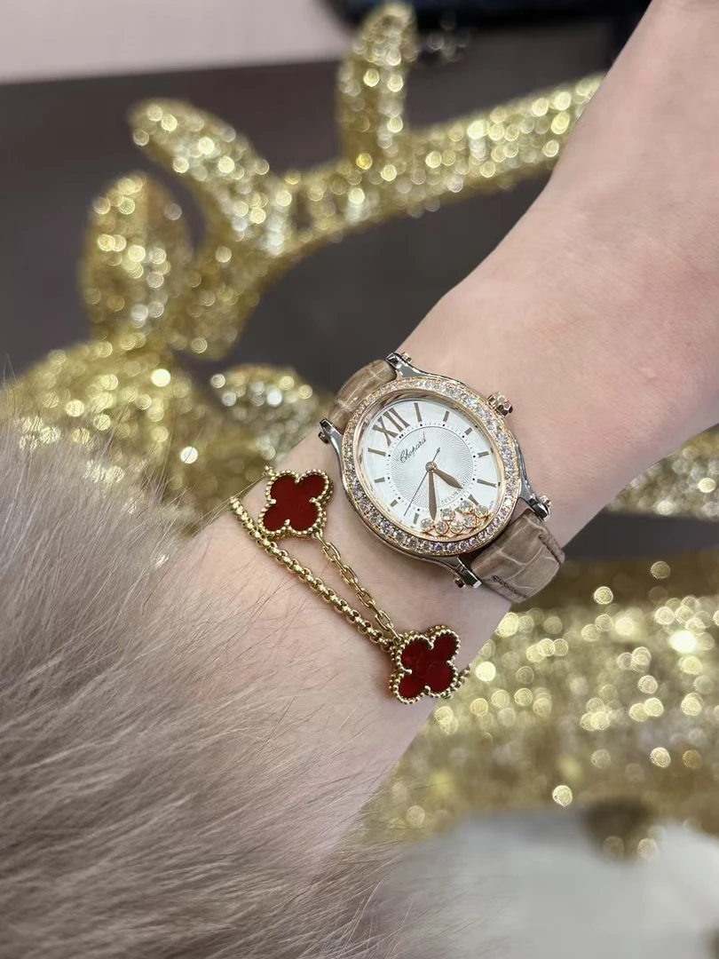 99新 Chopard/萧邦 快乐钻/鸽子蛋/29x31mm/间金/原钻/23年/女表