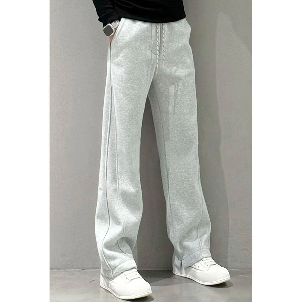 直筒卫裤男士2025秋季宽松垂感休闲裤百搭弹力简约灰色阔腿运动裤