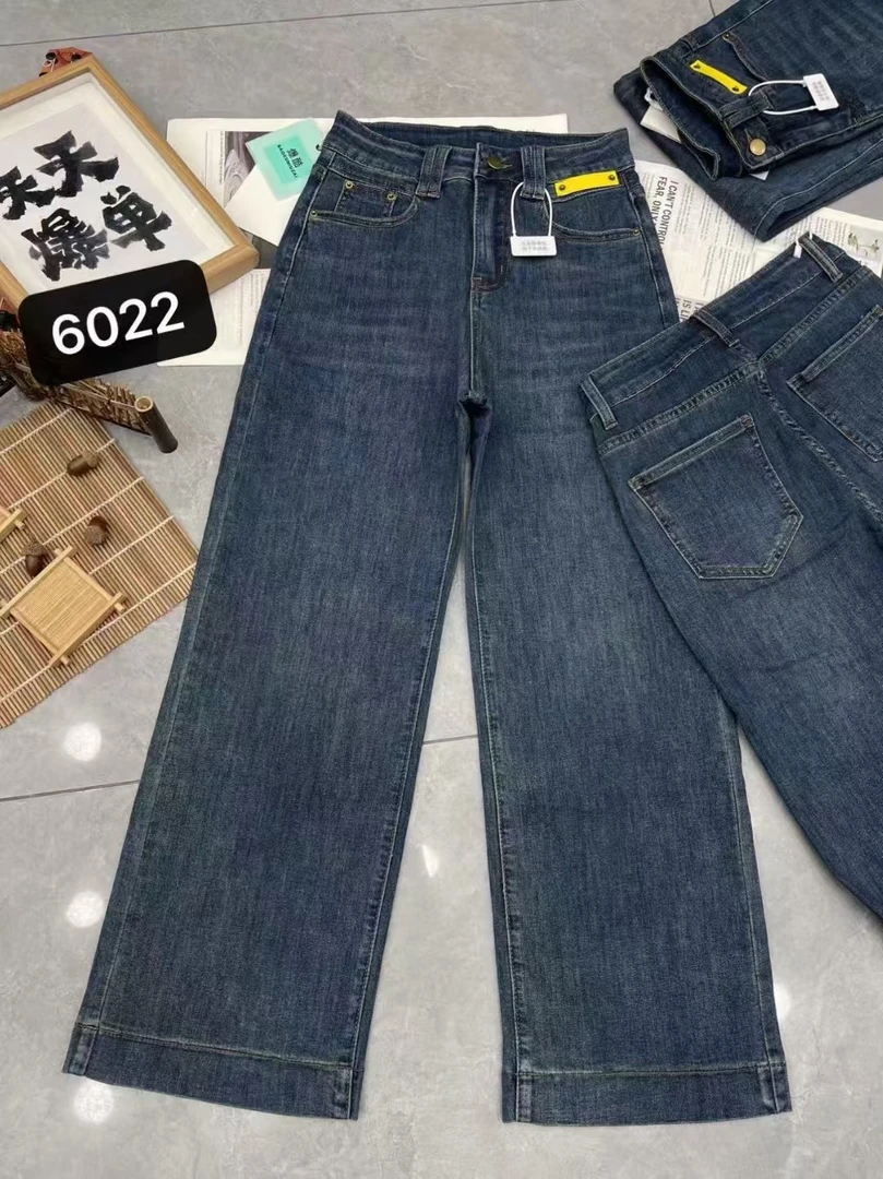 九分窄版阔腿牛仔裤6022中高腰百搭显瘦休闲九分裤