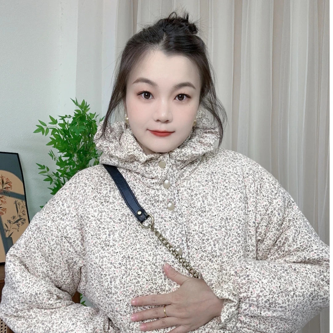 新疆棉【枯树花】收腰花边帽大长款宽松家居服保暖棉衣棉服