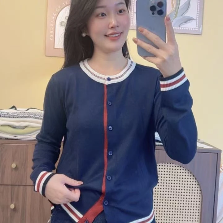 英伦时尚拼色毛衣早秋新款针织上衣百搭显瘦冬季保暖打底Y0088蓝
