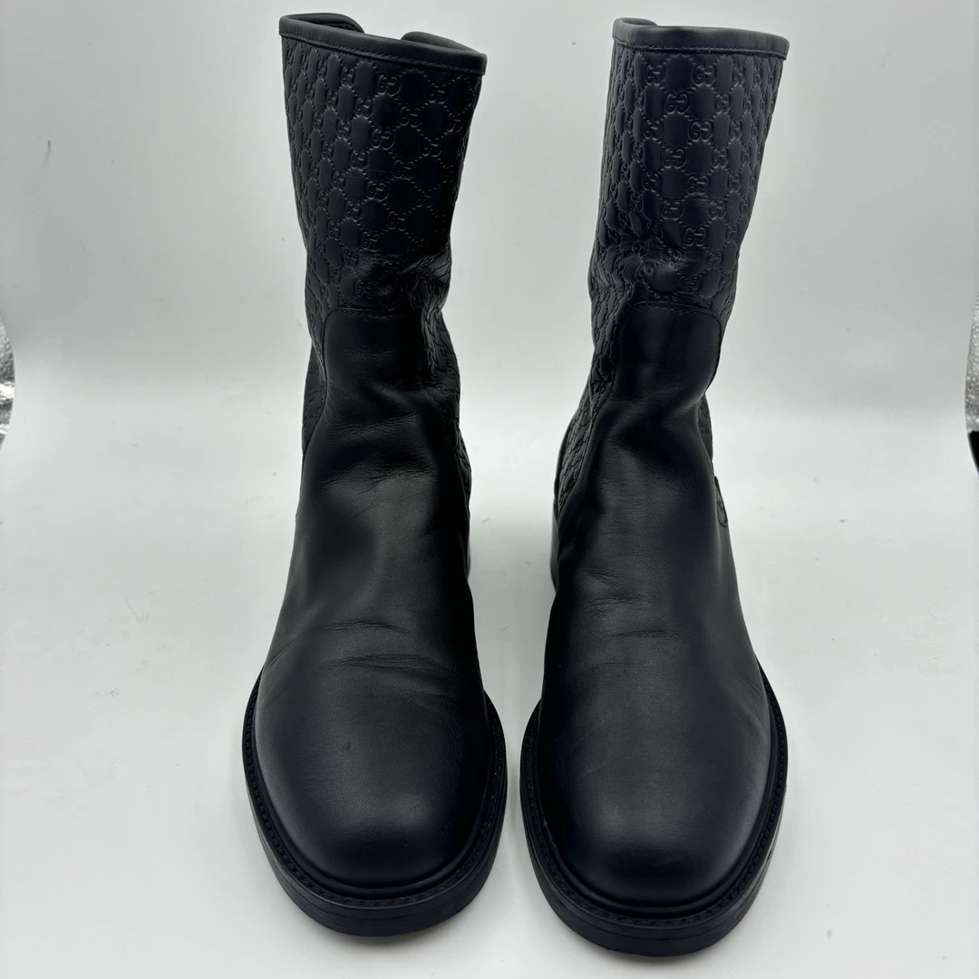 95新 GUCCI/古驰 37码/gucci暗纹满印牛皮短靴/无盒/95新