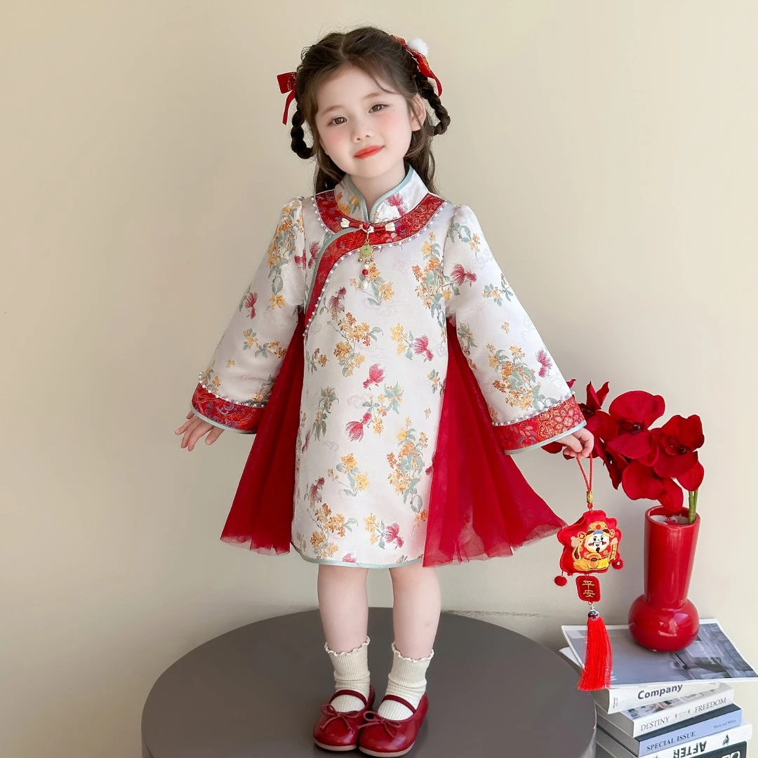 古风儿童旗袍秋款重工新款中国风新中式夏装女童汉服装旗袍连衣裙