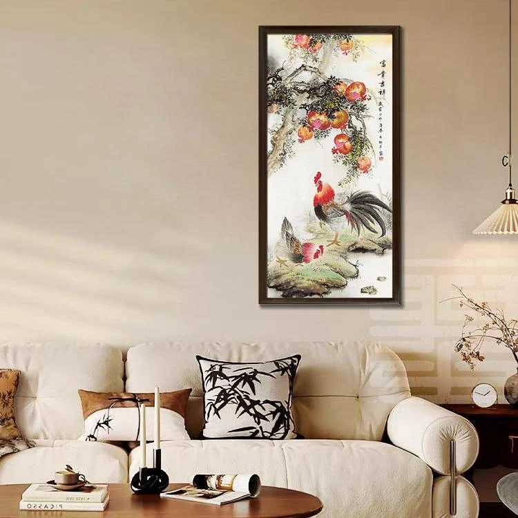 官刻《大吉大利》35*65中式挂画入户玄关装饰框画