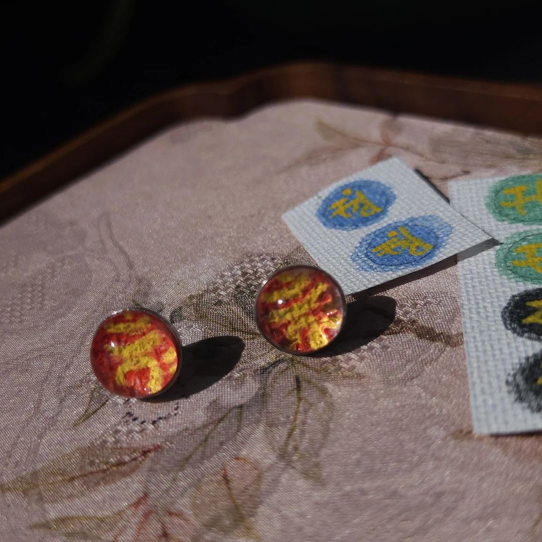 拉萨文创设计手工制作种子符号文化通体S925银水晶耳钉