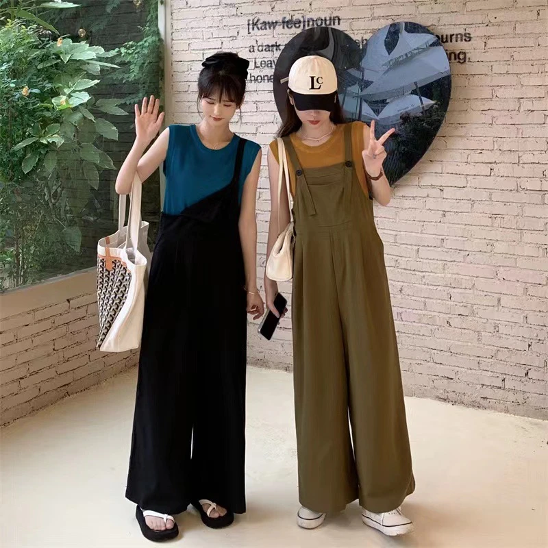 针织背心套装女夏季新款小个子时尚洋气盐系休闲背带阔腿裤两件套