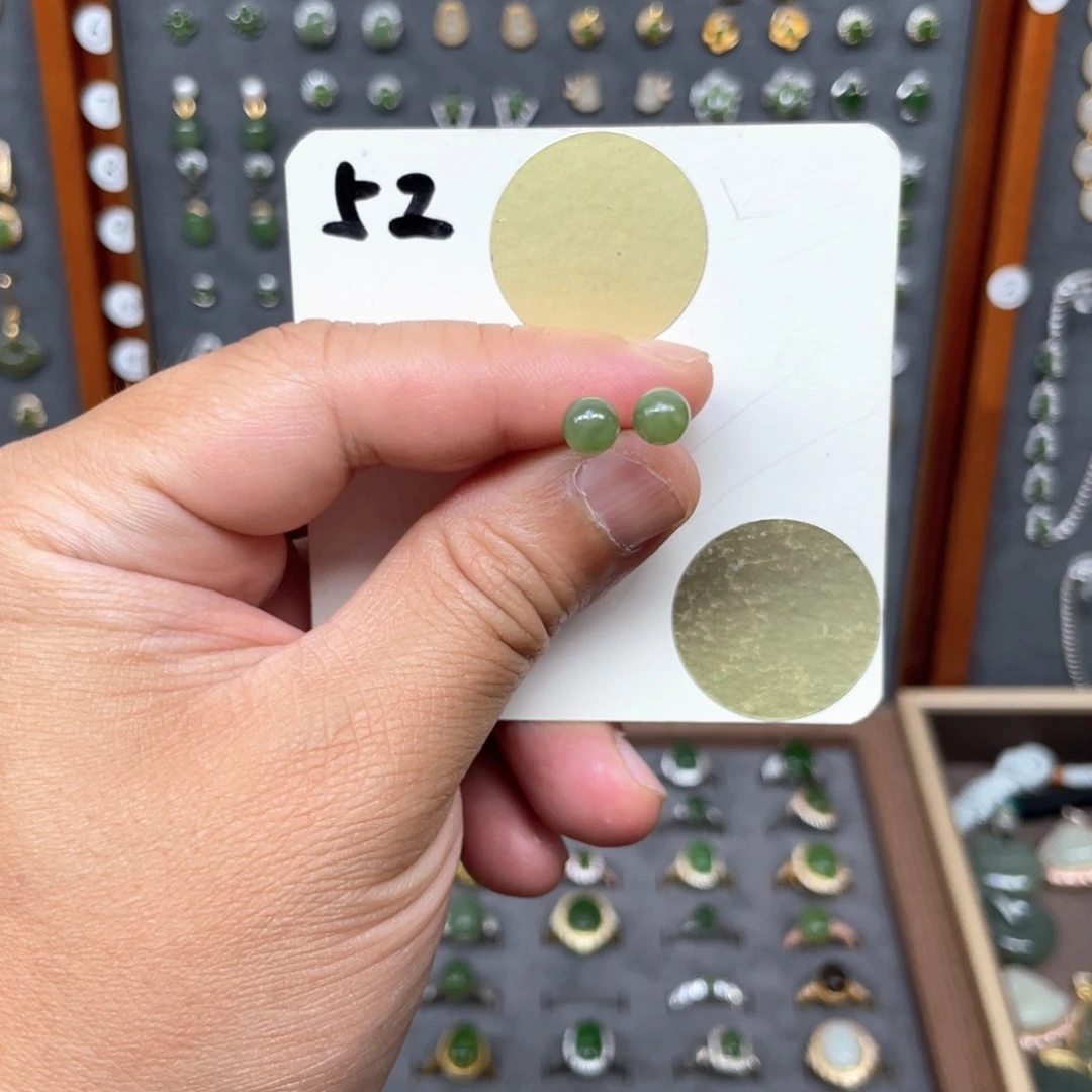 和田玉银S925镶嵌耳饰和田玉52