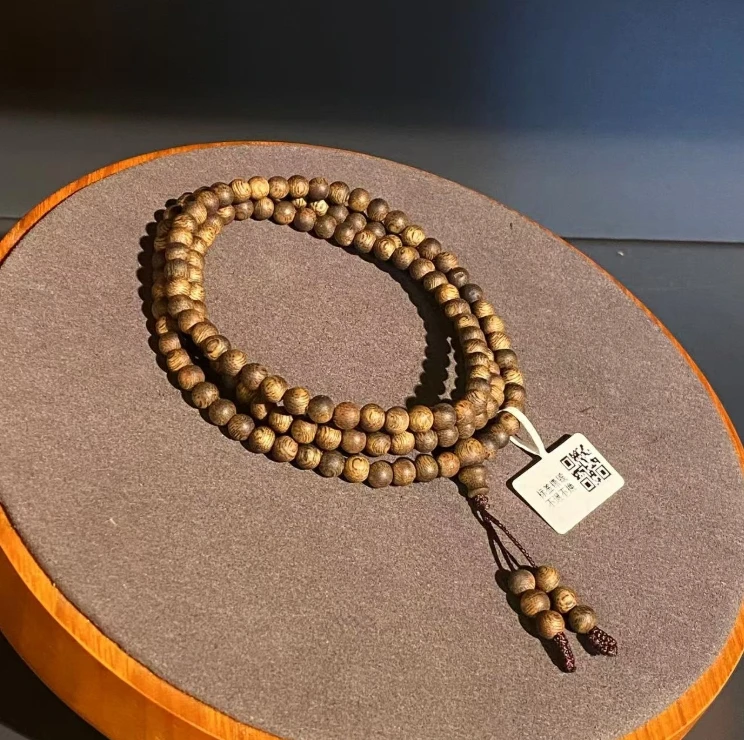 沉香【明智师兄】5mm莺歌绿棋楠圆珠多圈手串 老料