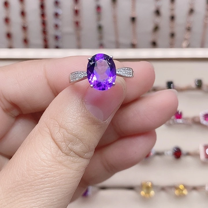 银S925镶嵌紫晶戒指戒指