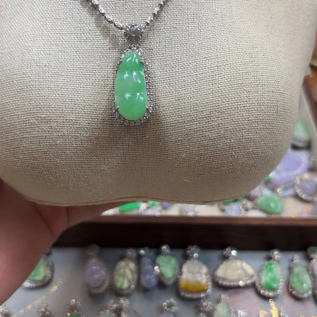 翡翠银S925镶嵌吊坠(不含链)