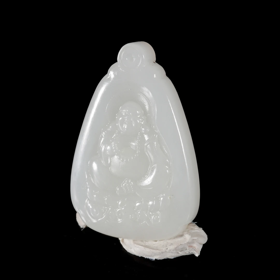 LOT.019羊脂白玉人物牌一对/X3961