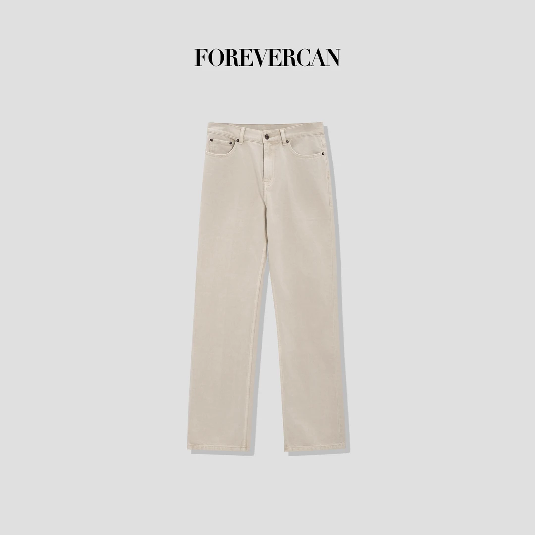 FOREVERCAN“冰川航迹”松露奶油白极简百搭牛仔裤女孩SP19249