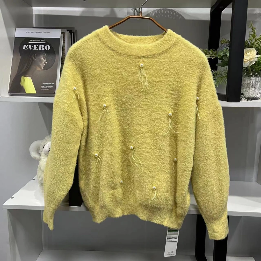 G555【春季新款】时尚圆领休闲黄色上衣