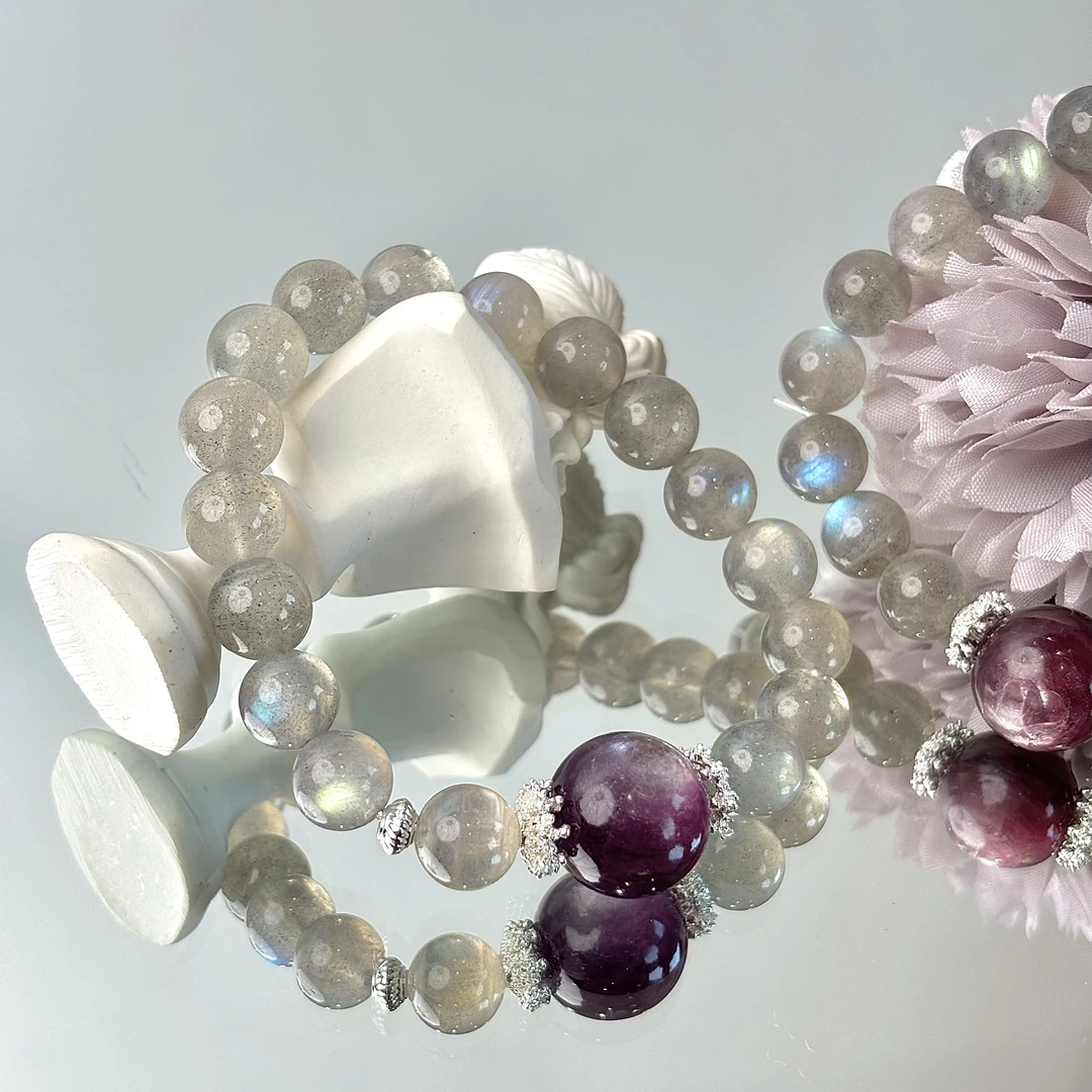 【好上加好】15mm紫锂云母灰月光9mm手串面小仙多样性发其一