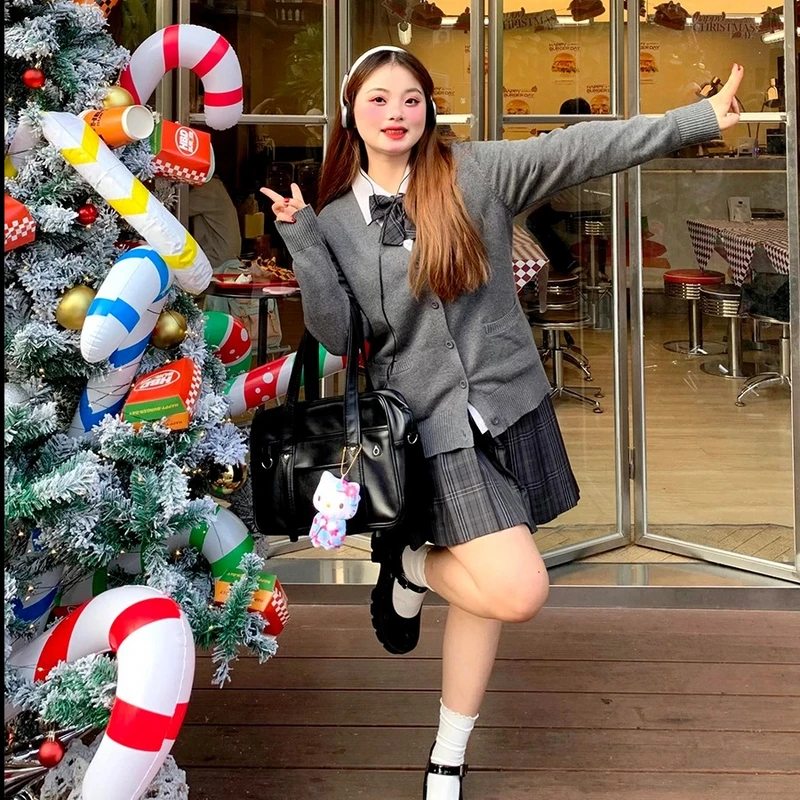 【单拍】阿车家的大码jk制服毛衣正版学院风针织衫显瘦基础款外套