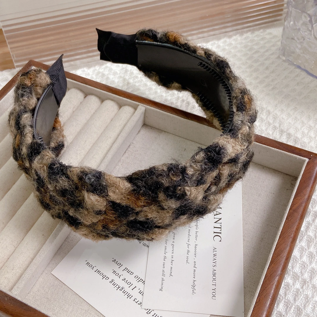 带齿高颅顶新款设计师款定制发箍百搭韩国加宽个性发箍遮白发豹纹