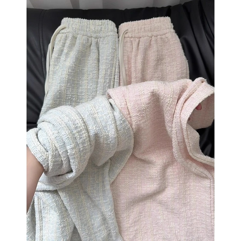 小香风阔腿裤女春秋季2025新款高腰宽松显瘦小个子休闲拖地直筒裤