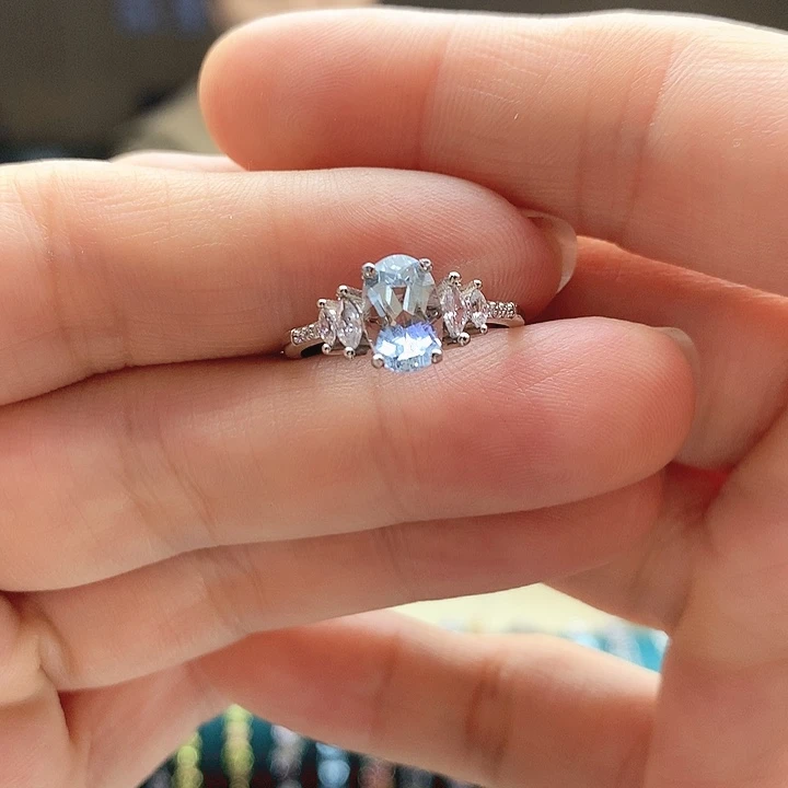 海蓝宝石戒圈银S925镶嵌