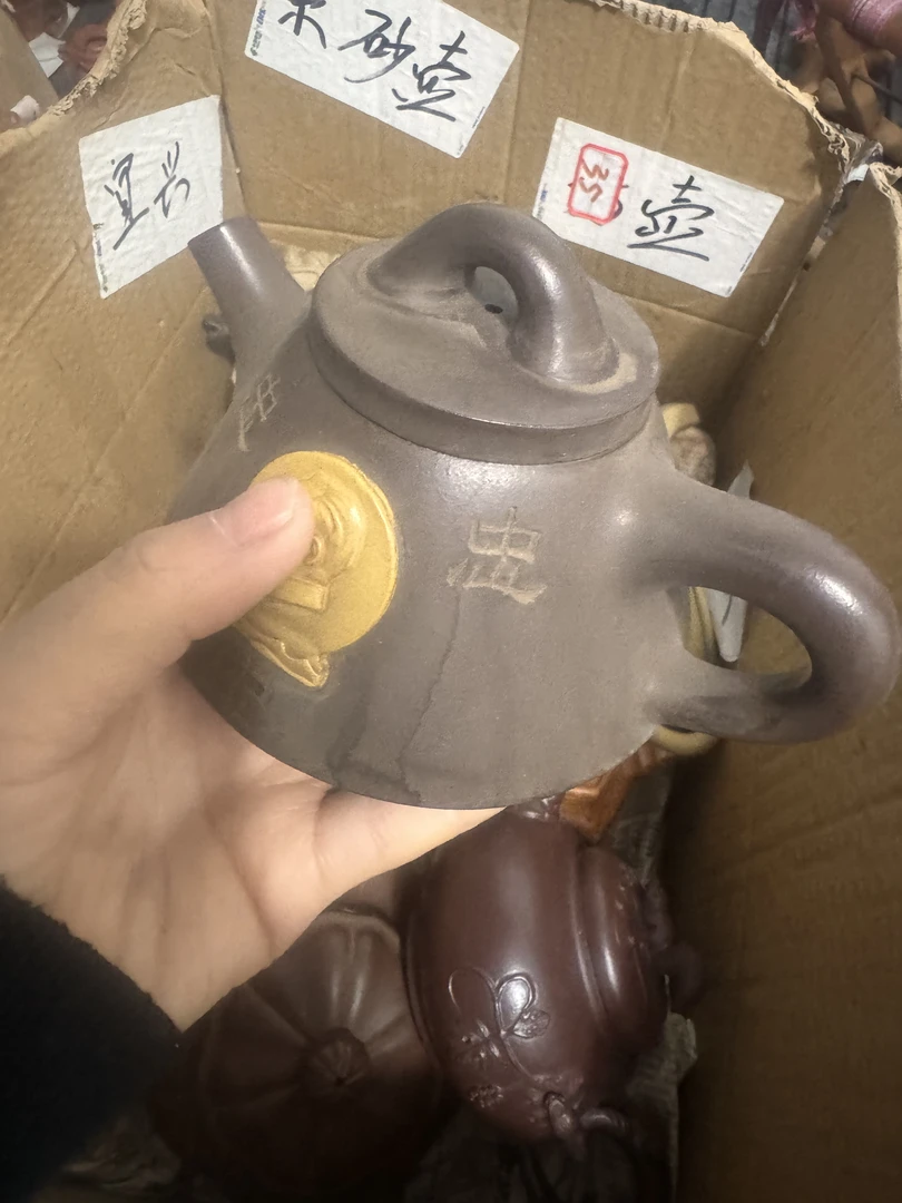 全手工刻绘宜兴紫砂壶霸王石瓢壶老紫泥泡茶壶茶具