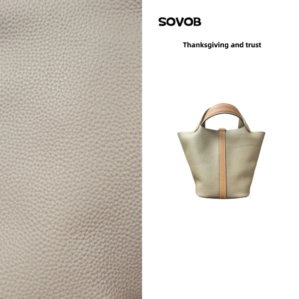 手工时尚真皮百搭女包 菜篮子 ACL 双拼 灰拼棕