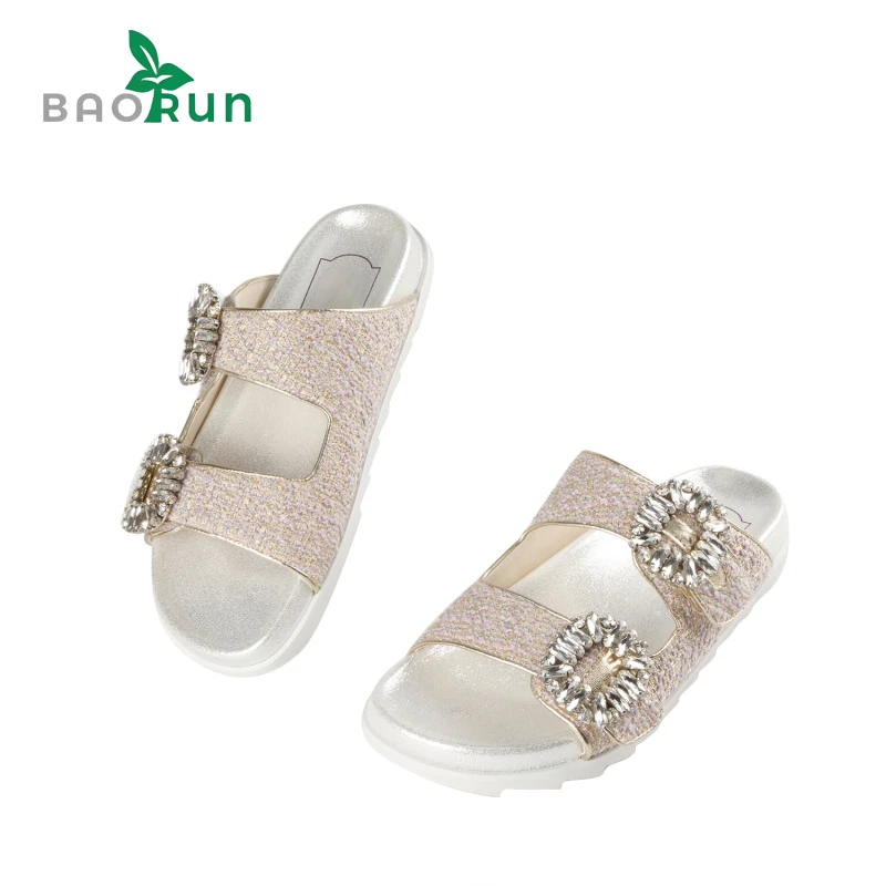 原创【钻扣拖鞋】里外全皮 时尚女士拖鞋 跟高3cm