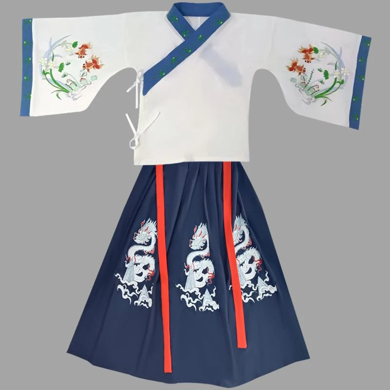 儿童汉服古风新中式鱼跃龙门古代小童中童男女同款原创国风元素