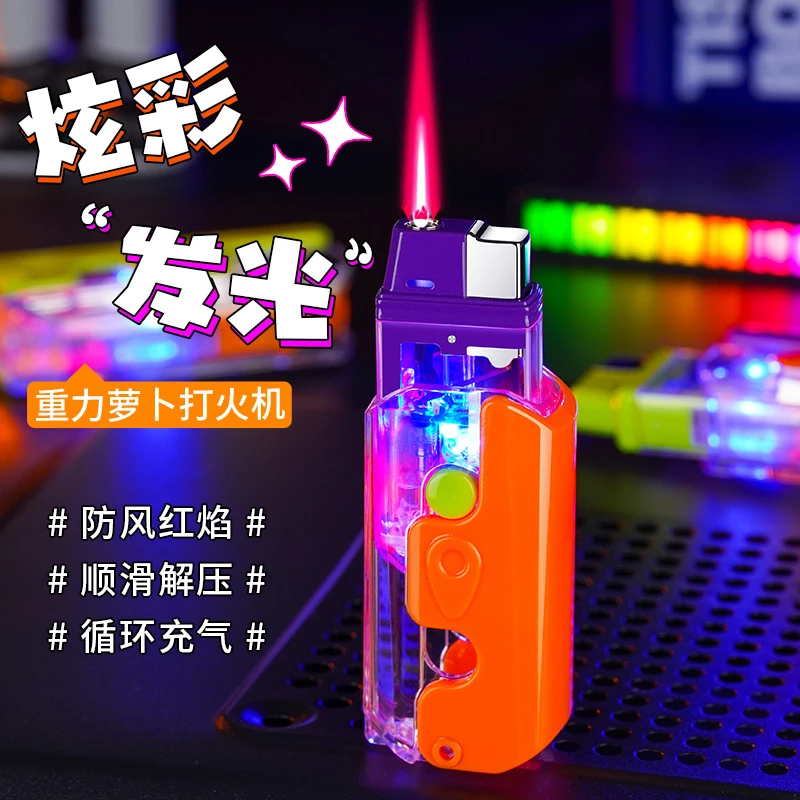 网红趣味闪光萝卜刀打火机充气直冲防风创意个性潮稀奇古怪超酷