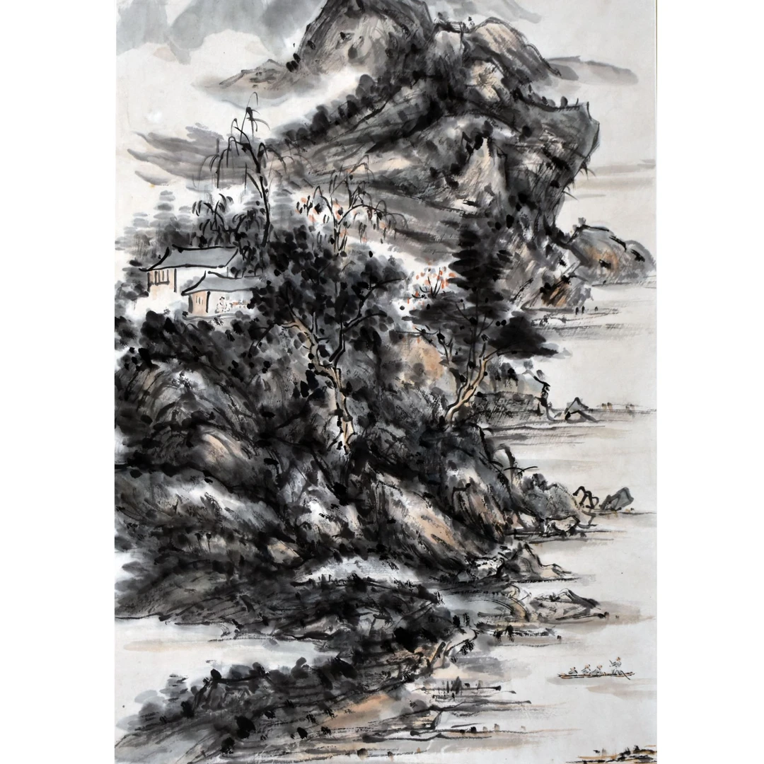 HM0080 林存 山水 69×45cm 纸本立轴