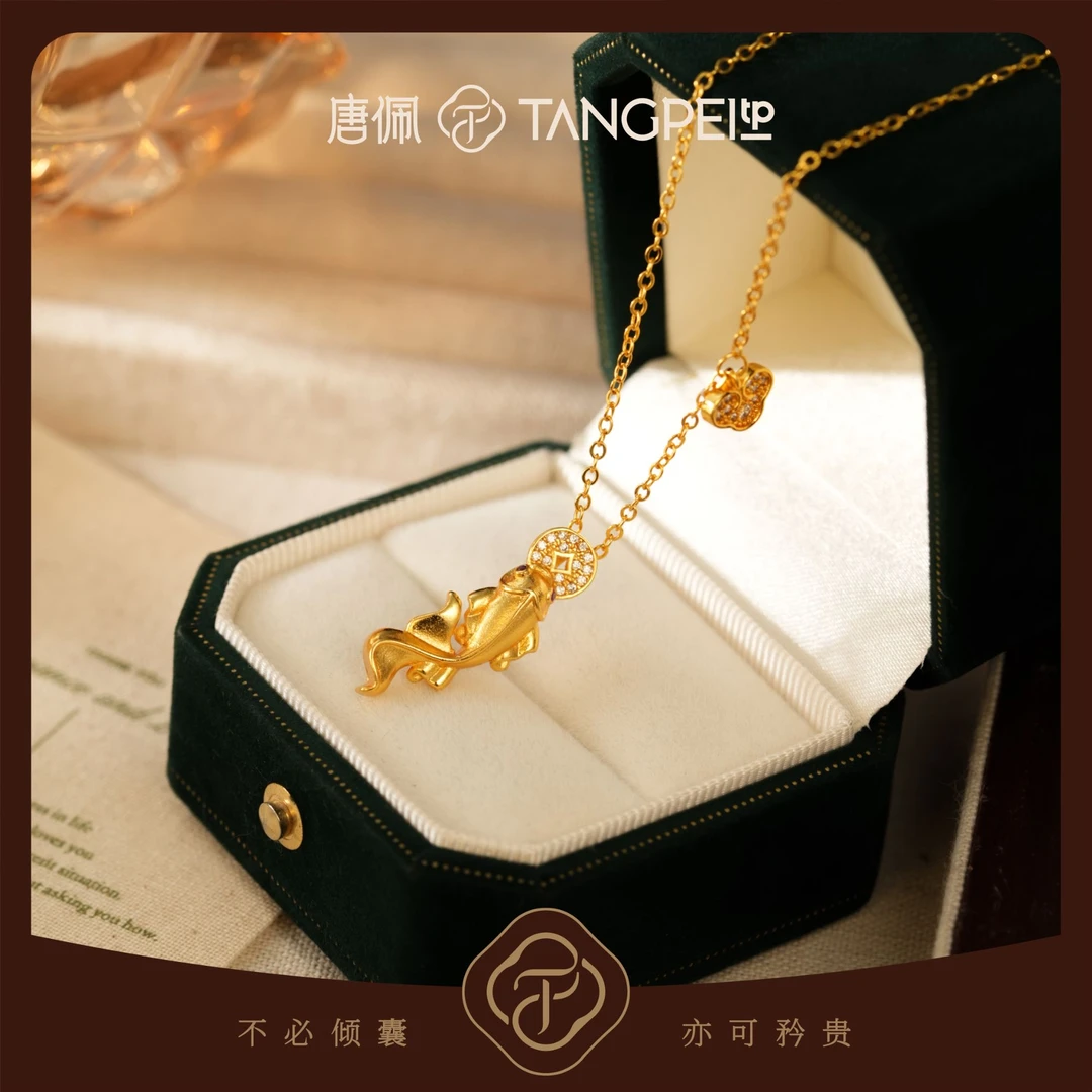 铜合金项链 设计感复古《年年有鱼》锦鲤铜钱项链个性小众时尚饰品