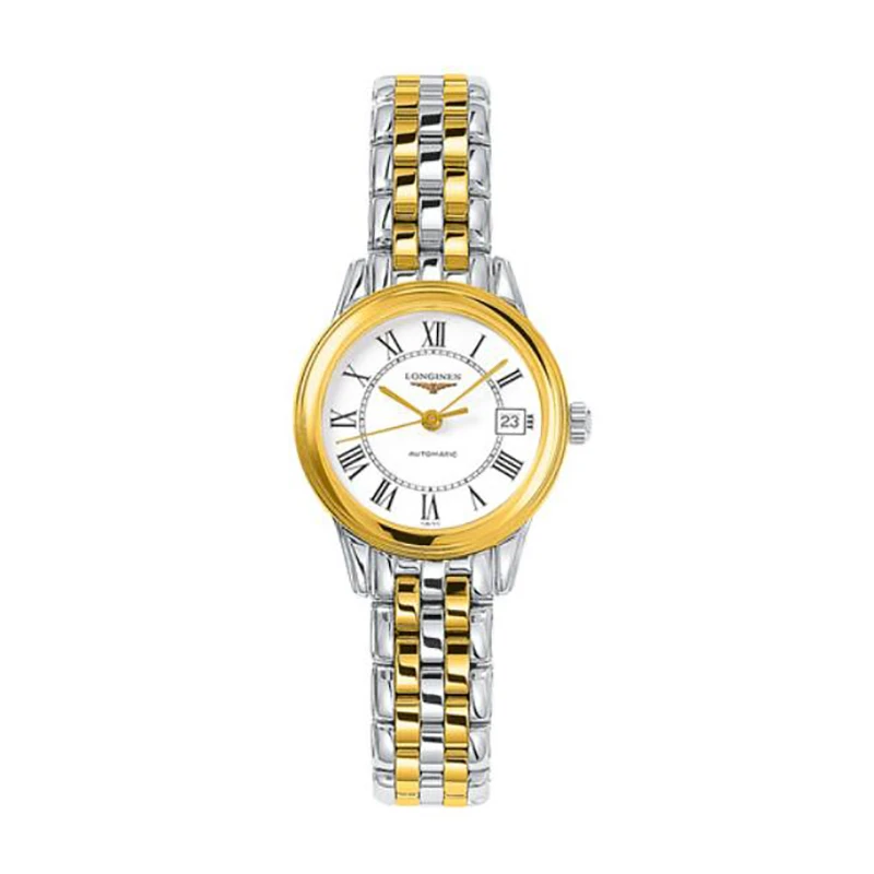 99新 Longines/浪琴 军旗系列经典优雅机械女士腕表白盘间金26mm